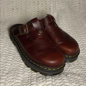 Dr. Martens Zebzag Rustique Leather Platform Mules